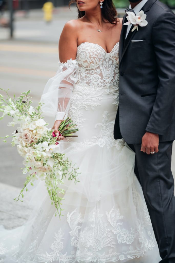Bride and groom standing closely together  | Weddings & Events by Cheryl Munro | Toronto Wedding Planner
