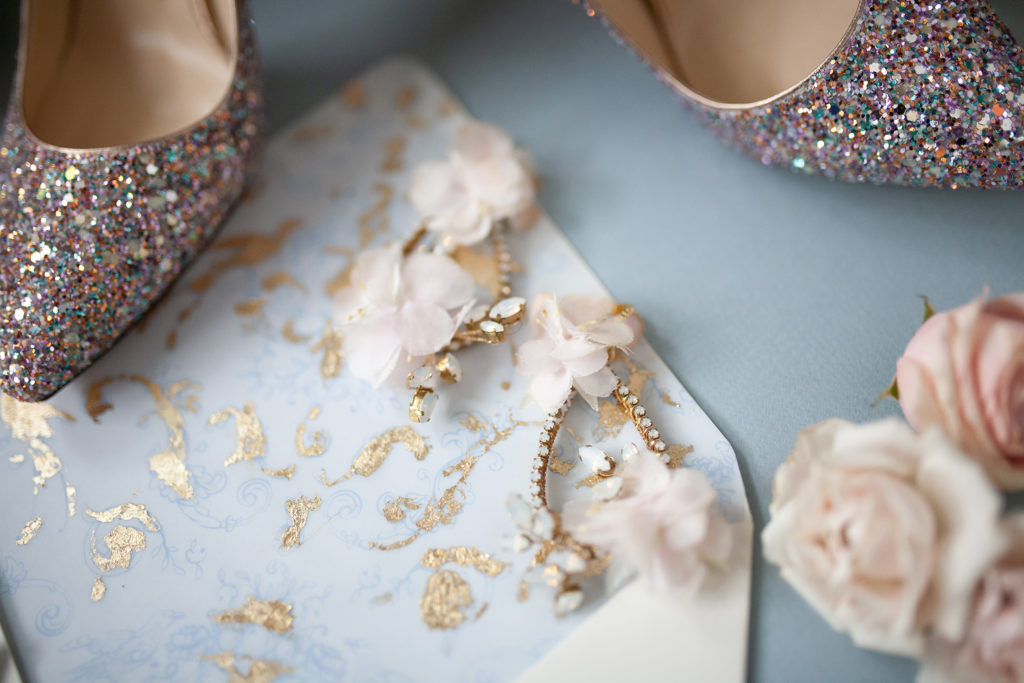 Close up of floral dangle earrings | Weddings & Events by Cheryl Munro | Toronto Wedding Planner